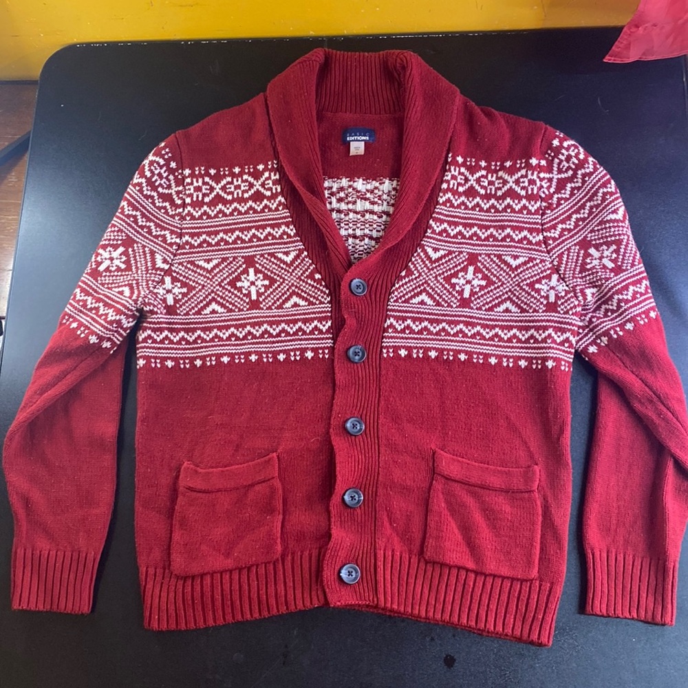 Red button up Christmas sweater